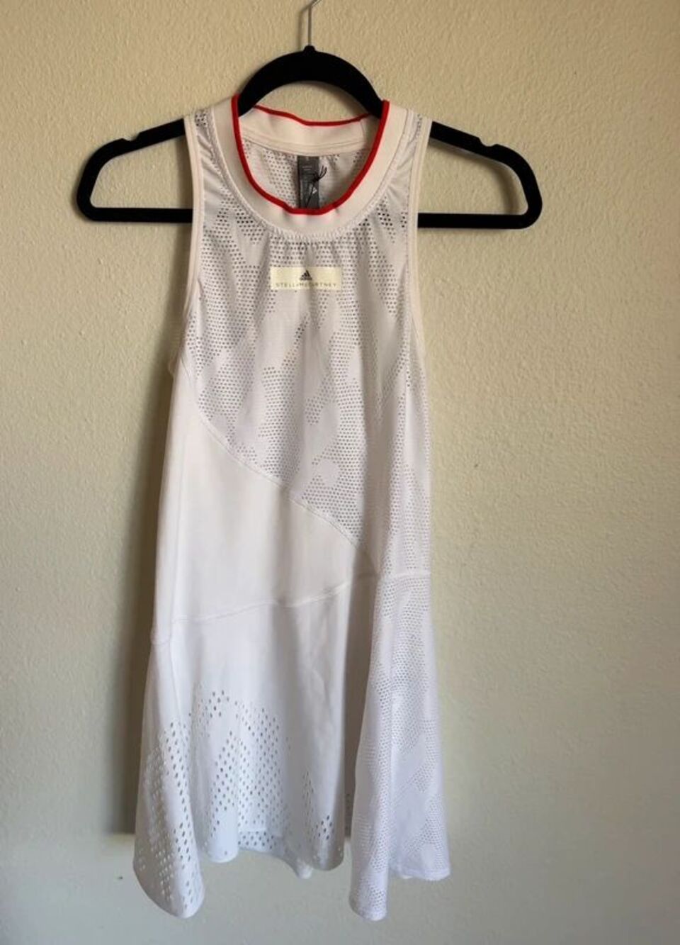 Adidas by Stella McCartney NWT White Court Tennis Dress Red Trim Perforated S